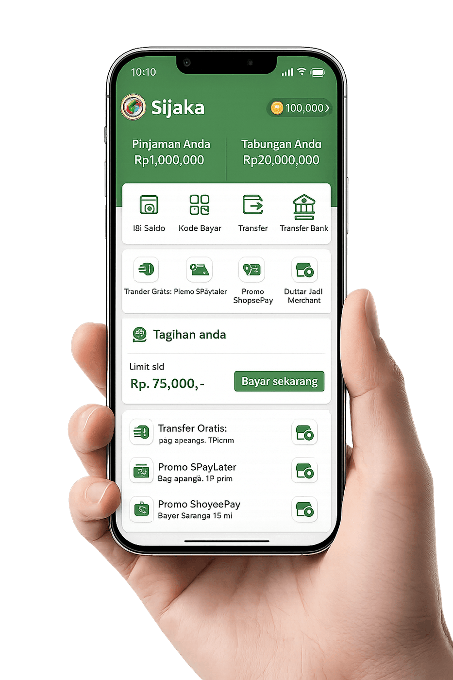 Tampilan aplikasi Sijaka KSPP Syariah Intira di layar smartphone